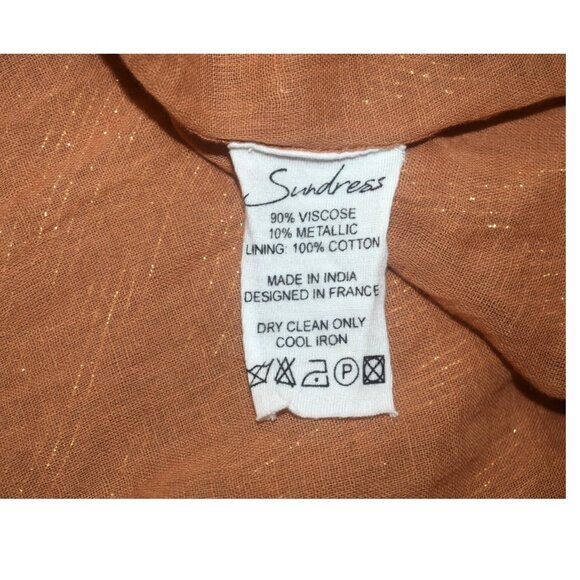 Sundress Alice Dress in Burnt Orange Marbella Desert Metallic Gold Stripe M L - Picture 5 of 6